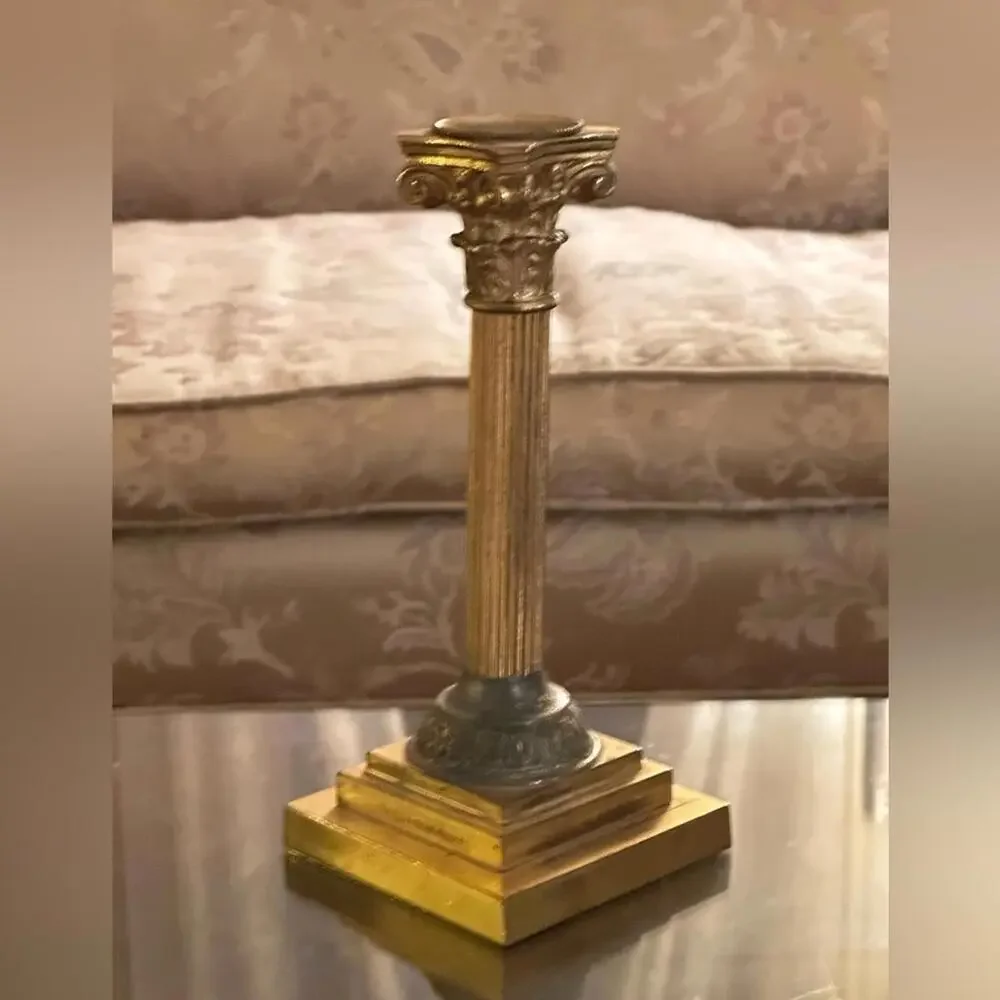 Vintage Brass Corinthian Column Candle Holder